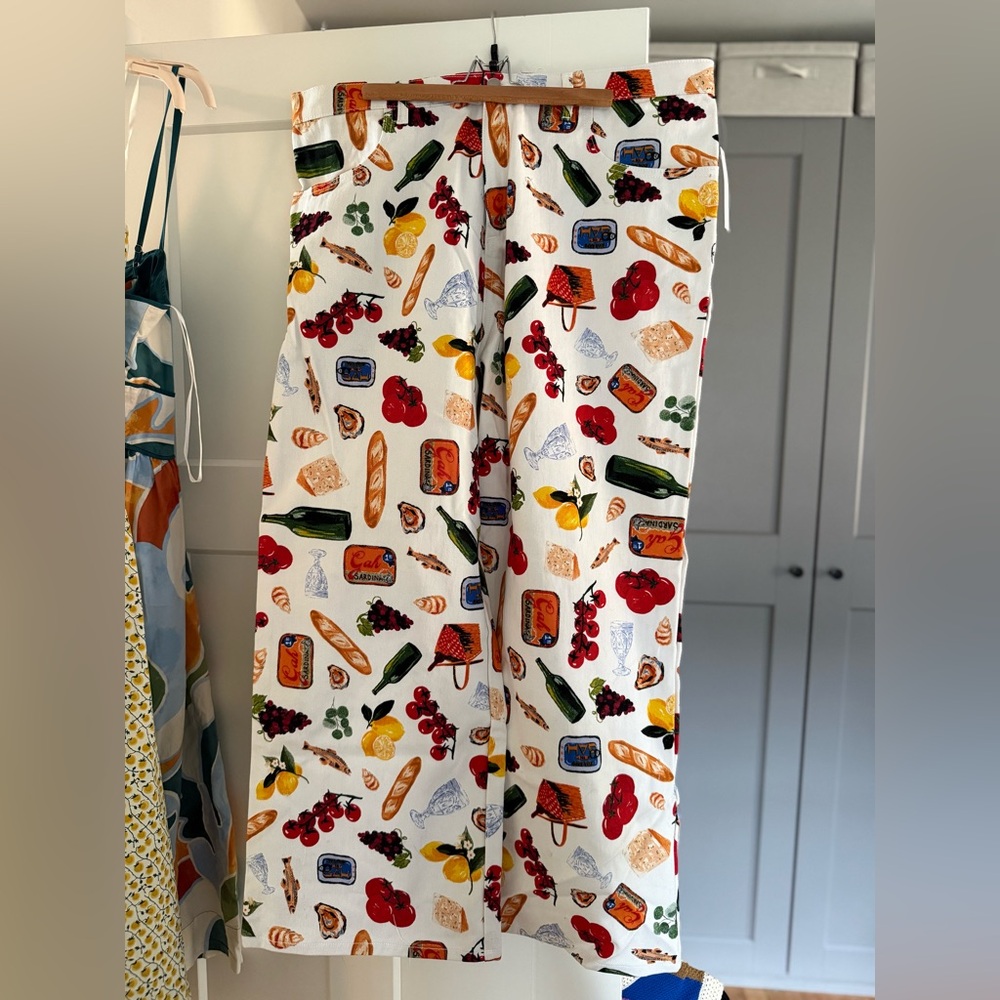 Lisa Says Gah Robyn Jean Italian Summer Print White Denim Size 24 NWT